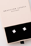 Four Leaf Clover Earrings White