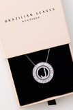 Mandala Initial Crystal Necklace Silver
