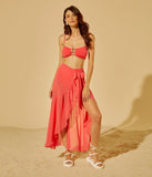 Beach Sarong Pareo Maxi Wrap Skirt - Living Coral