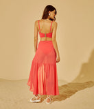 Beach Sarong Pareo Maxi Wrap Skirt - Living Coral