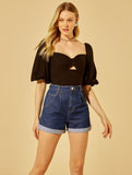 Claudia Puff Sleeve Top in Black