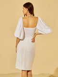 Claudia Puff Sleeve Cropped Top in White