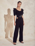 Adele Cut-out Wide Leg Pants in Black