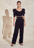 Adele Cut-out Wide Leg Pants in Black