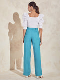 Adele Cut-out Wide Leg Pants in Teal
