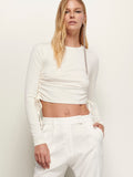 Betina Tie Ruched Side Top in Off White