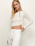 Betina Tie Ruched Side Top in Off White
