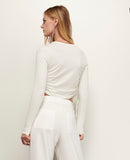 Betina Tie Ruched Side Top in Off White