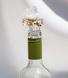 Clear Crystal Quartz Cluster Wine Stopper & Pure Gold