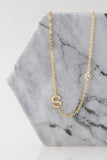 Micro Zirconia Letter Necklace Gold