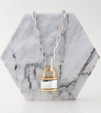 Necklace in Silver With Minimalist Silver & Gold Padlock