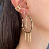 Small Cross Studded Earring in 18k Gold Plated