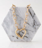Heart Pendant Link Necklace in 18k Gold Plated