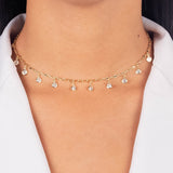11 Dangling Diamond Necklace 18k Gold Plated
