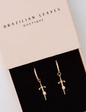 Sword Cross Huggies 18k Gold