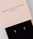 Small Cross Studded Earring in 18k Gold Plated