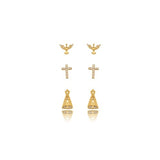 Religious Trio Earrings 18k Gold Plated