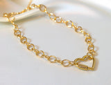 Heart Pendant Link Necklace in 18k Gold Plated