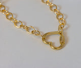 Heart Pendant Link Necklace in 18k Gold Plated