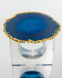 Blue Agate Crystal Napkin Rings & Pure Gold