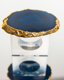 Blue Agate Crystal Napkin Rings & Pure Gold