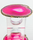 Pink Agate Crystal Napkin Rings & Pure Gold