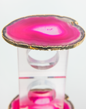Pink Agate Crystal Napkin Rings & Pure Gold