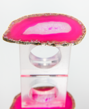 Pink Agate Crystal Napkin Rings & Pure Gold