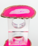 Pink Agate Crystal Napkin Rings & Pure Gold