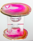 Pink Agate Crystal Napkin Rings & Pure Gold