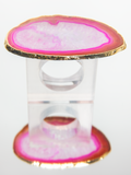 Pink Agate Crystal Napkin Rings & Pure Gold