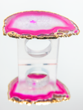 Pink Agate Crystal Napkin Rings & Pure Gold