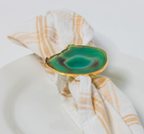 Green Agate Crystal Napkin Rings & Pure Gold