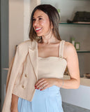 Sophia Tweed Cropped Top in Ivory