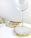Clear Quartz Crystal Coasters in Pure Gold (2 per Set)