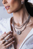 Mandala Initial Crystal Necklace Silver