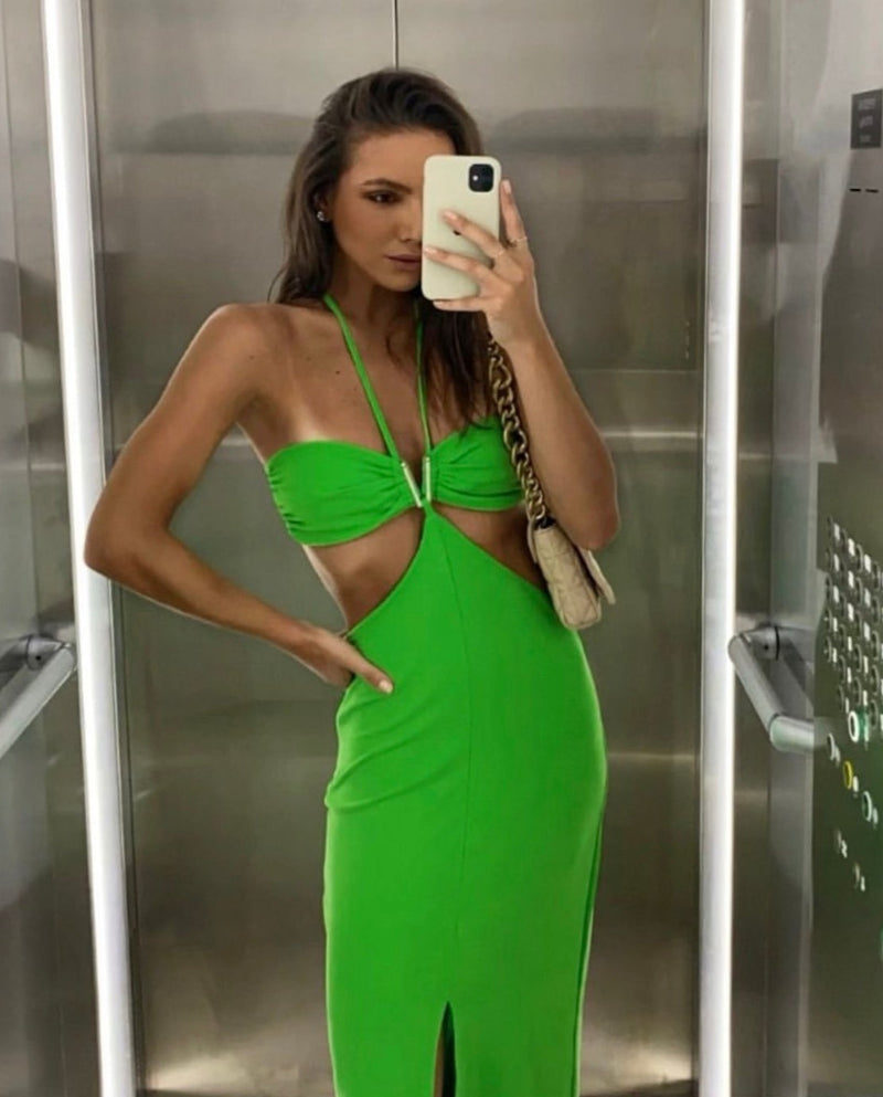 Shantal Dress in Green Lemon