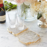 Clear Quartz Crystal Coasters in Pure Gold (2 per Set)