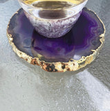 Purple Agate Crystal Coasters in Pure Gold (4 per Set)