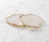 Clear Quartz Crystal Coasters in Pure Gold (2 per Set)