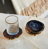 Natural Agate Crystal Coasters in Pure Gold (4 per Set)