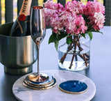 Blue Agate Crystal Coasters in Pure Gold (4 per Set)