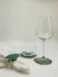 Green Agate Crystal Coasters in Pure Gold (4 per Set)