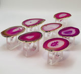 Pink Agate Crystal Napkin Rings & Pure Gold