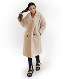 Oversized Longline Teddy Coat in Natural