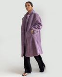 Oversized Longline Teddy Coat in Purple