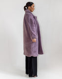 Oversized Longline Teddy Coat in Purple