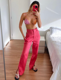 Naomi Linen Pants in Red