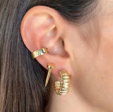 Textured Hoop Earring in 18k Gold