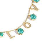 Love Green Emerald Necklace in 18k Gold Plated